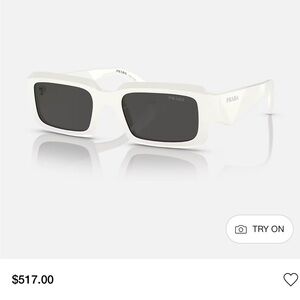 Prada White Rectangular Sunglasses